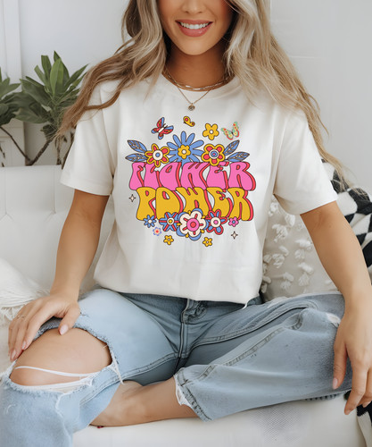Women shirt flower power - t,
