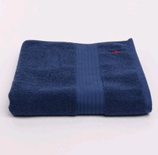 Ralph Lauren Navy Bath Towels Embroidered Logo 70x130 Cm Brand New Cotton RRP£49