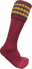 Pheasant Shooting Socks Long Green Full Length Contrast Stockings, Shooting Gift