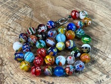 Vintage Venetian Glass Necklace Murano Milliefiori Beaded Chain Multicolour 48cm