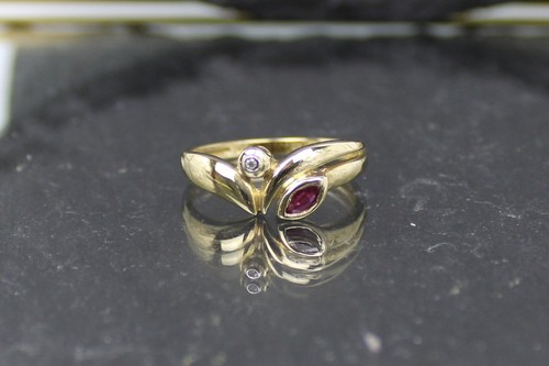 Ruby diamond gold ring 585 - diamond,