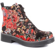 Pavers Floral Lace Up Boots