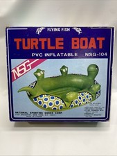 Vintage Flying Fish PVC Inflatable Turtle Boat Swimming Pool Toy Raft Float NOS