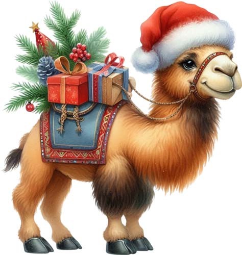Christmas funny camel - christmas, art