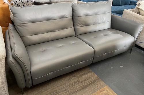 Italian grey leather bolzano - leather,