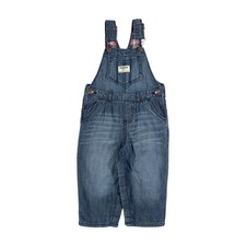 Oshkosh B'gosh Blue Denim Dungarees Pink Check Lined 18M Bib Overalls