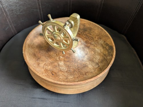 Vintage brass ships wheel - vintage,