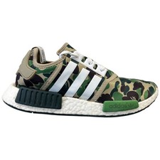 Bape Men's A Bathing Ape x NMD_R1 'Olive Camo' Low Trainers Khaki