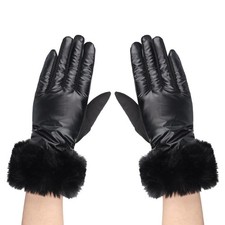 Ladies leather black - black, gloves