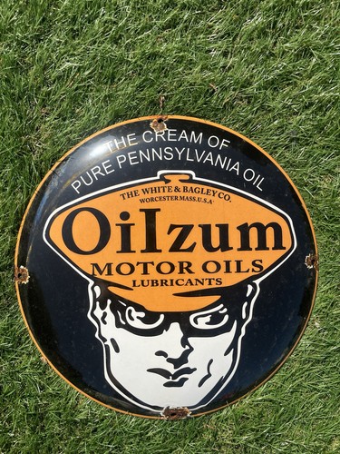 Vintage enamel oilzum - enamel, motor