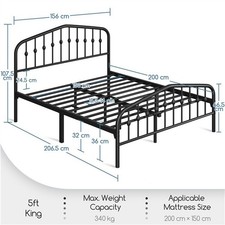 King Metal Bed Frame w/ Arched