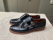 Russell & Bromley Grosvenor Black Leather Double Monk Strap Buckle Shoes UK 6.5