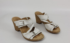 Womens Gabor Sandals Size 5 UK White Leather Shoes 7cm Heels Article