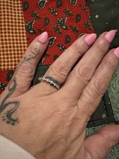 Ladies half eternity ring 19 lab stones stainless steel NEW size L 