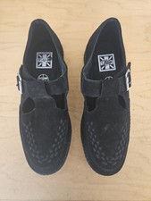 T.U.K. Men's Black Leather Rockabilly Creeper Shoes Sz. 9 Buckle 