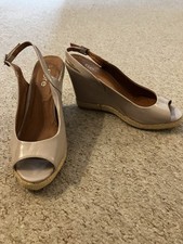 Nude wedge high heel sandals
