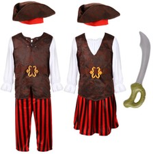 Kids Pirate Costume Child World Book Day Fancy Dress Outfit Caribbean Bucaneer