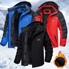 Mens Mountain Ski Snow Jacket Thermal Fleece Winter Warm Hiking Waterproof Coat