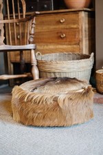 Vintage Leather & Fur Pouffe