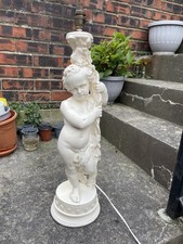 Large Classical Ornamental Plaster Putto Cherub & Grapevine Table Lamp