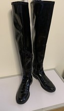 OFFICE BLACK KALAMO FLAT OVER THE KNEE SOCK BOOTS / UK6 / EU39