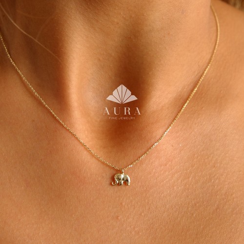 14k gold elephant necklace - 14k,