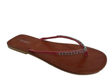 BARRATTS LEATHER FLAT SLIP-ON PINK TOE POST LADIES SANDALS WOMENS UK 7 - EUR 40