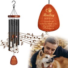 Personalised Dog Cat Pet Memorial Wind Chimes 25.5'' Garden Patio Outdoor Decor