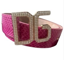 Dolce& Gabbana Vintage Python Leather Belt With Mother Of Pearl Buckle