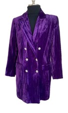 Zara Purple Velvet Blazer Size M Dress Jacket Statement Rhinestone Buttons