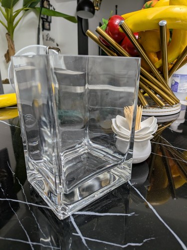 Rectangular clear glass vase - clear,