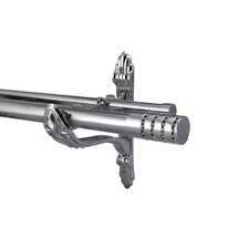Eyelet Metal Barocco Double Curtain Pole Rod Diameter 28mm 19mm Polished Chrome