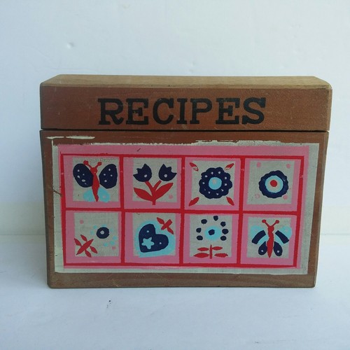 Vintage wooden recipe - wooden, card