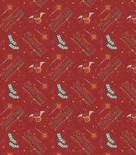 Harry Potter Christmas Fabric 112cm wide 100% Cotton My Wish List Red
