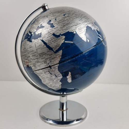 Blue silver world globe - &,