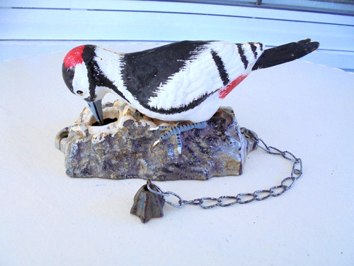 Cast iron woodpecker bird door - cast,