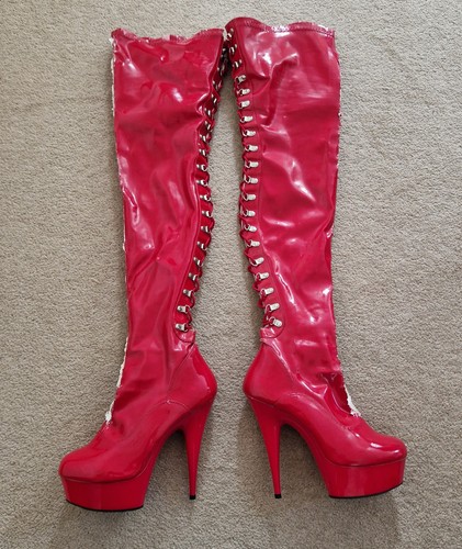 Red pleaser thigh high - red,