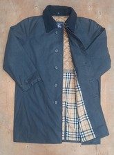 Burberry Vintage Wax Trench Coat cotton Nova Check Removable Wool Collar Size 56