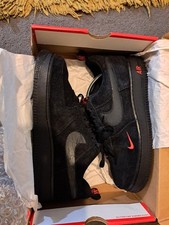 Genuine Nike Air Force 1 ’07 LV8 Black Red Swoosh DZ4514-001 UK 9 DS OG Box Rare
