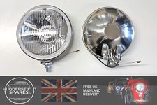 Stainless steel 5" fog lights pair with fixing brackets for classic cars