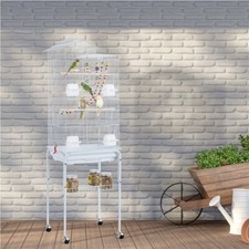 Metal Bird Cage Roof Top Budgie Cage Large Parrot Cage with Toy & Stand 158cm