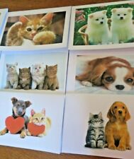 Pack of 10 Cats & Dog Cute notelets / card + envelope assorted