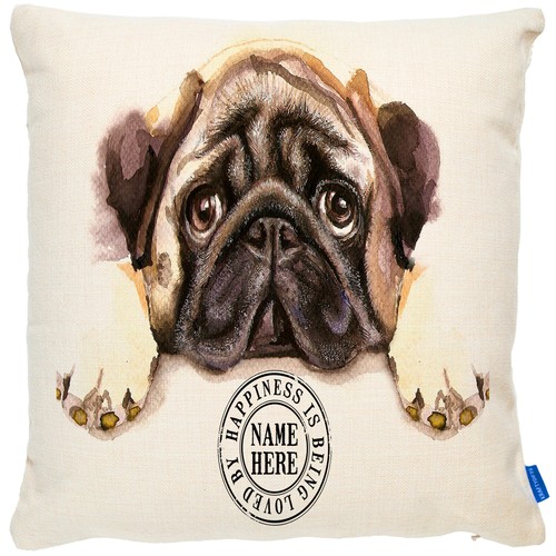 Personalised pug cushion cover - pug,