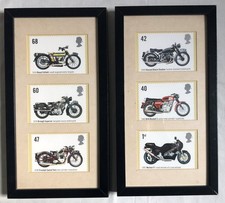 VINTAGE 2 x Framed British Historical Motocycles Stamps 1914 -1991