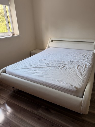 Faux leather double bed - faux,