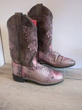 Cowboy Boots Faux Leather Size 4 UK Pink Brown Good Wear Good Soles