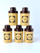 Orig.Vintage 60 70 German GDR Melamine Dried Herb Container Set 180ml x 5 Retro