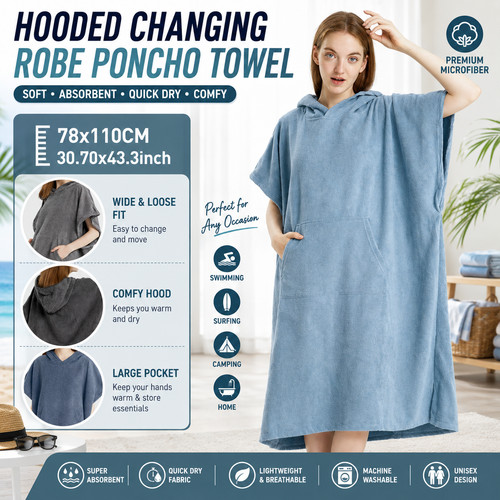 Adult microfibre surf poncho - adult,