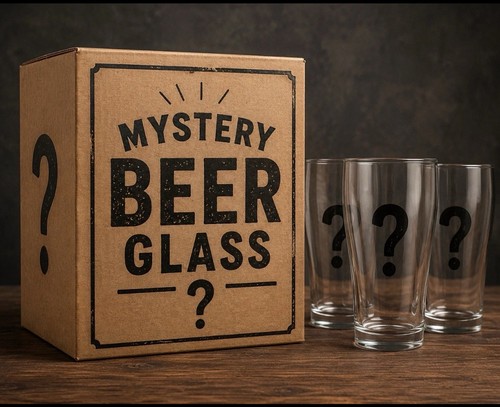 Mystery branded glass box - mystery, beer