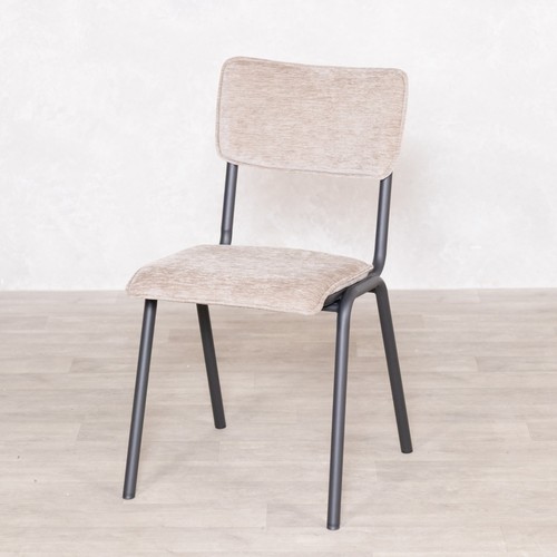 Beige chenille dining chair - dining,